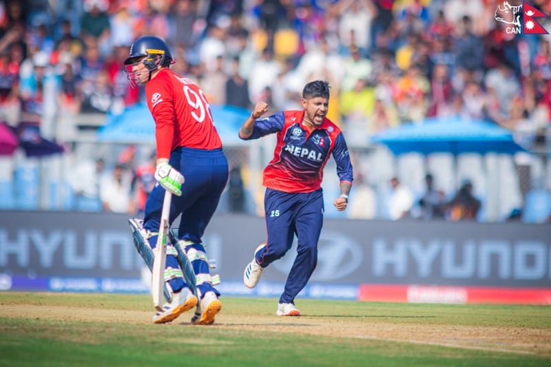 Dipendra strikes twice as Nepal rock England with crucial breakthroughs