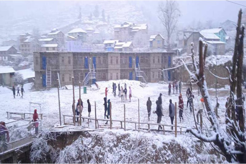 Farmers welcome season’s first snowfall in Sudurpashchim hills