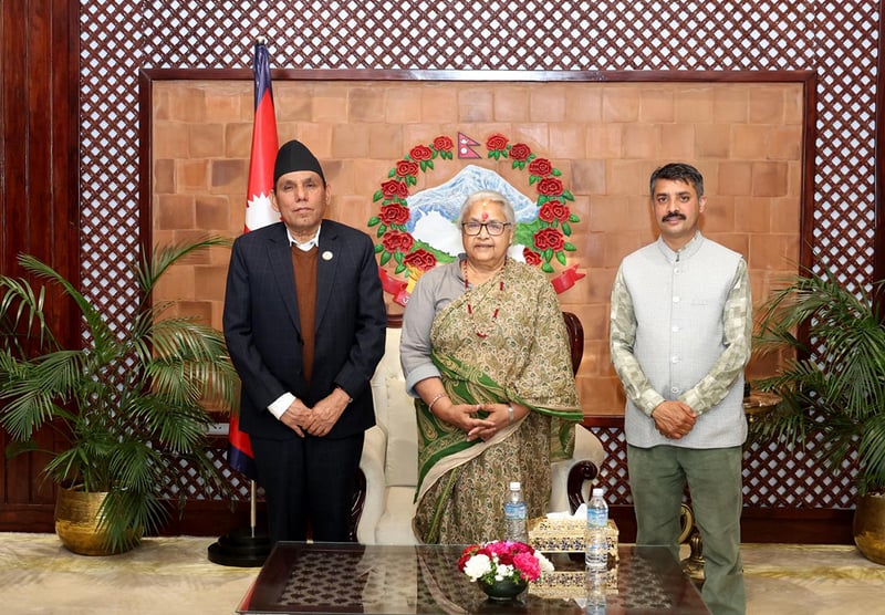 PM Karki and National Assembly Chair Dahal hold courtesy meeting