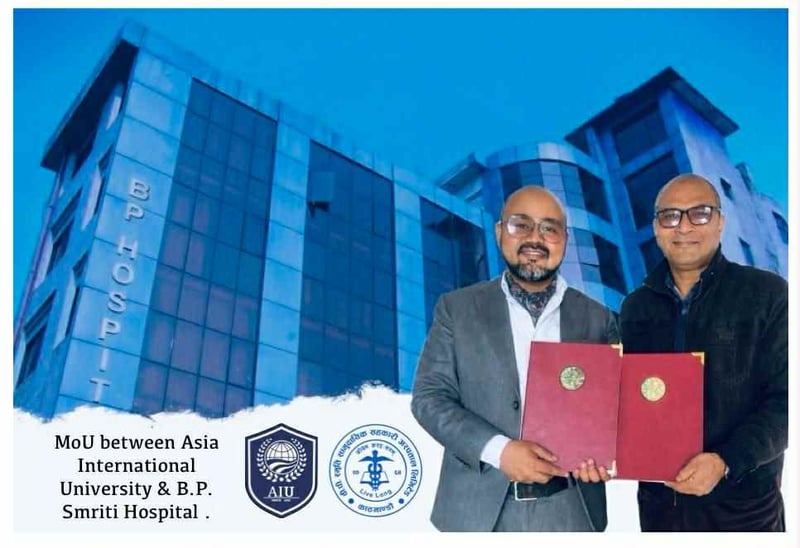 बिपी स्मृति अस्पताल र एसिया इन्टरनेसनल युनिभर्सिटीबीच साझेदार सम्झौता पत्रमा हस्ताक्षर