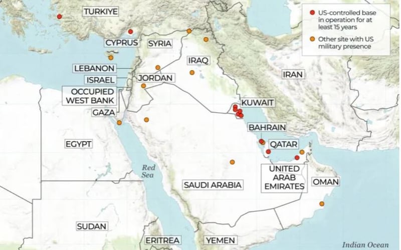 अरब क्षेत्रमा ५० हजार अमेरिकी सैनिक : यी हुन् पाँच देशका पाँच सैन्य अड्डा