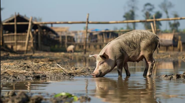 चितवनमा देखियाे अफ्रिकन स्वाइनफिभर, मर्न थाले बंगुर