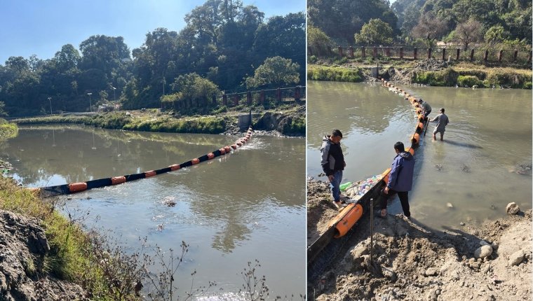 Trash Barrier Installed In Bagmati River To Collect Floating Waste, Expansion Planned At Five More Locations
