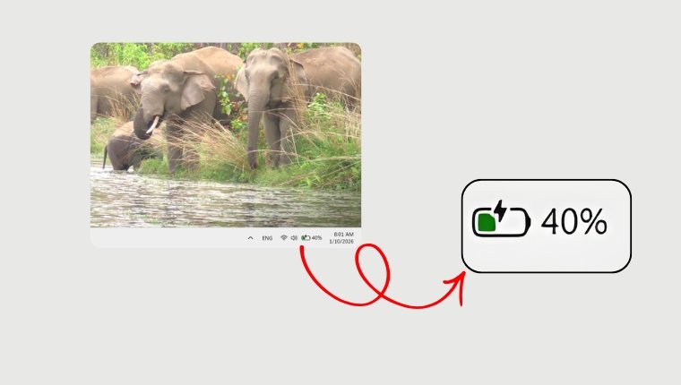 विन्डोजको टास्कबारमै ब्याट्री पर्सेन्टेज देखाउन पर्यो ? यसो गर्नुहोस्