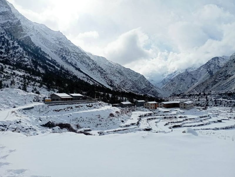 Snowfall brings relief to farmers in Humla