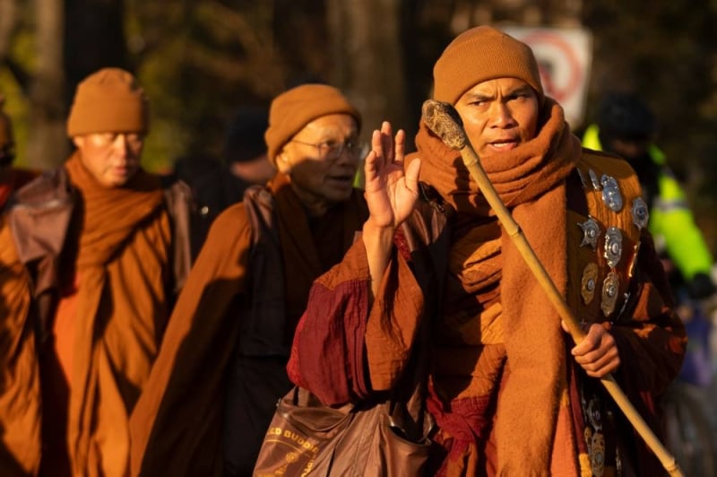 A 15-week 'Walk for Peace' concludes with Buddhist monks' arrival in Washington