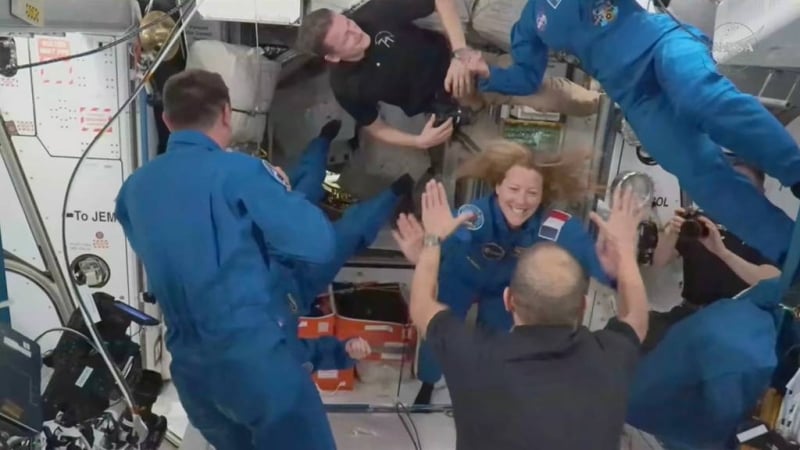 Four new astronauts arrive at the International Space Station to replace NASA's evacuated crew