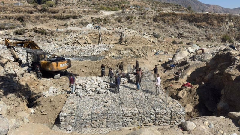 Rapid progress on bailey bridge construction over Dansagu Khola in Bajura