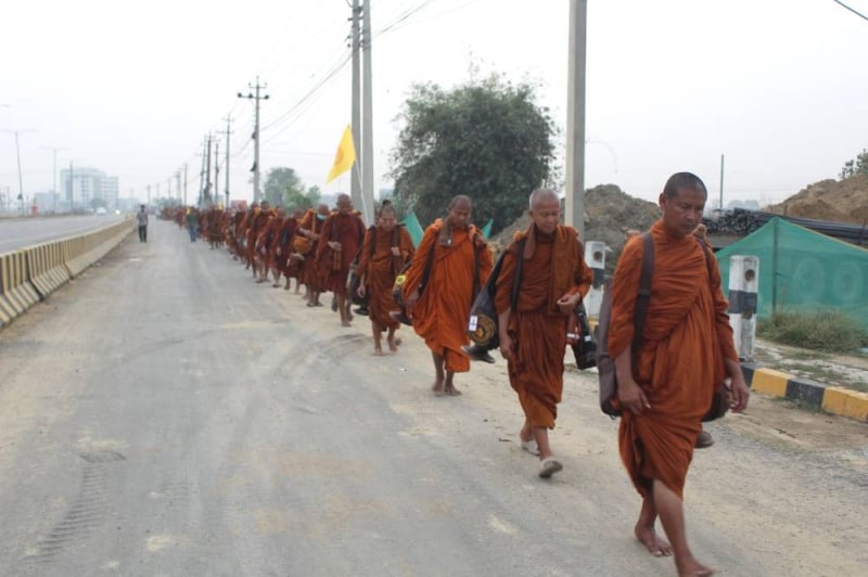 Around 300 Thai Buddhist monks set out on Lumbini-Ramagram Peace Walk