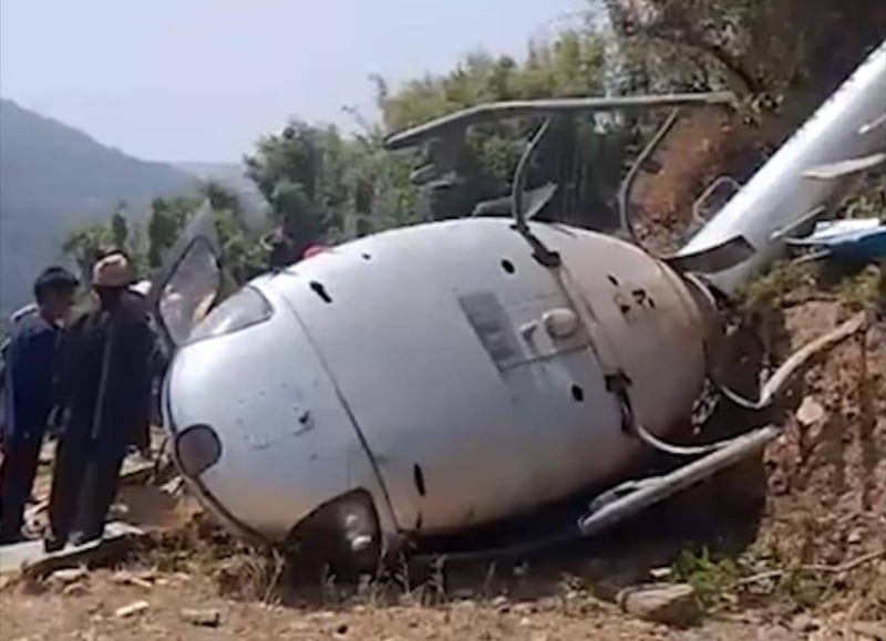 Narrow escape as six injured in Khotang helicopter crash