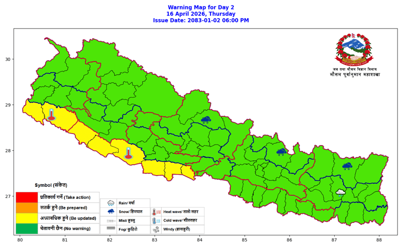 कोशी, बागमती र गण्डकी प्रदेशको एक-दुई ठाउँमा हल्का वर्षा र हिमपातको सम्भावना